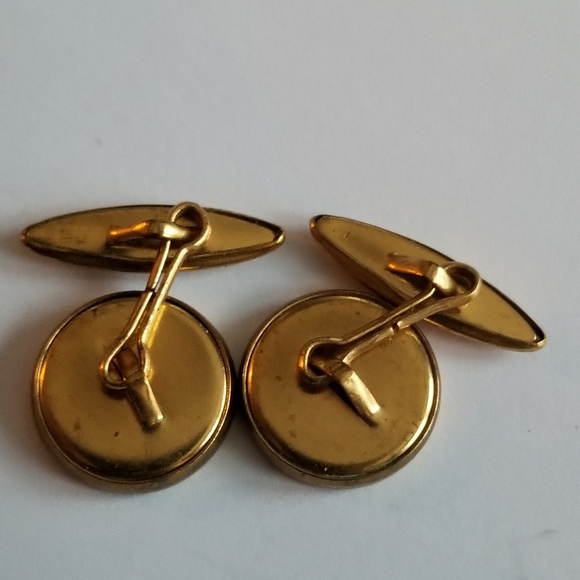 Relisted - Vintage cuff links gold tone sailor ship wheel button cufflinks - Picture 6 of 9